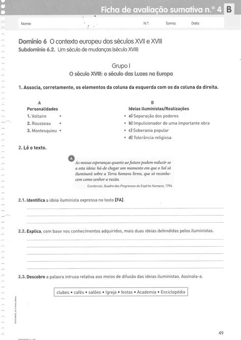 Ficha Historia 8º Ano Iluminismopdf