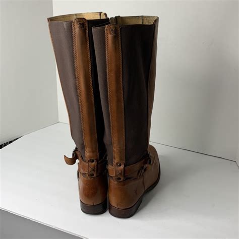 Frye Melissa Gore Cognac Leather Riding Boots Women Gem