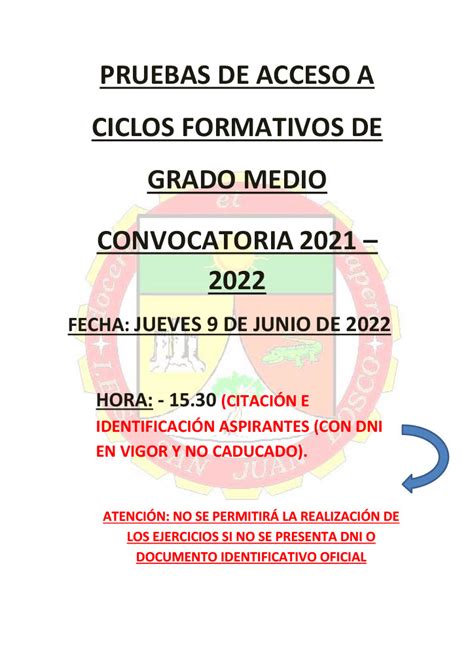 Pruebas De Acceso A Los Ciclos Formativos De Grado Medio