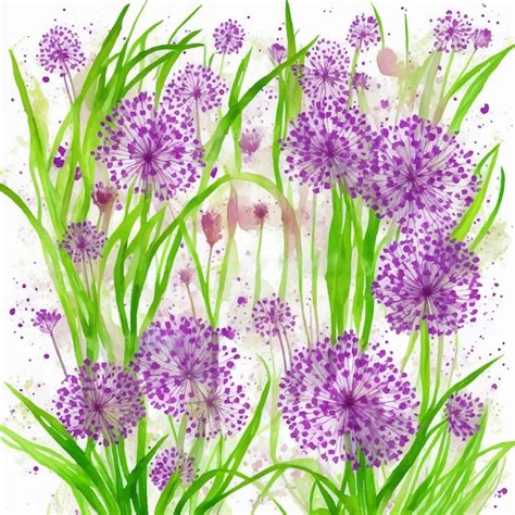 Premium AI Image A Watercolor Painting Of Purple Flowers With The