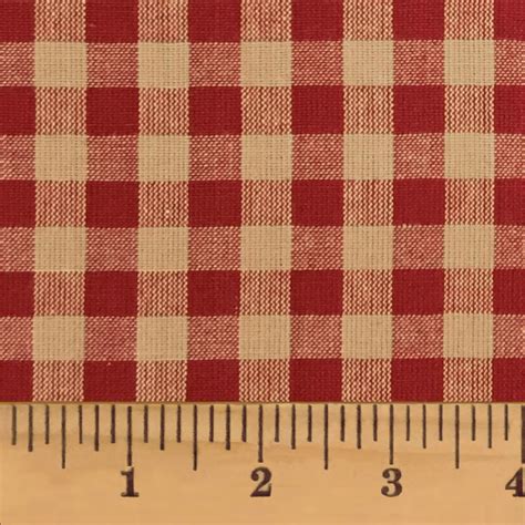 Primitive Red 5 Mini Buffalo Check Plaid Homespun Cotton Fabric Sold