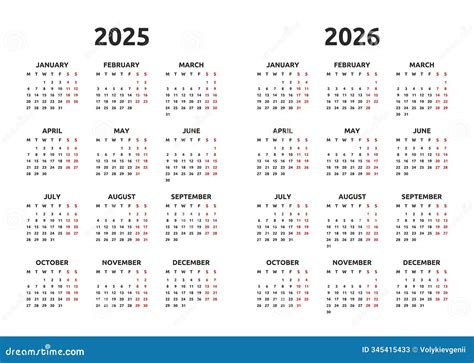 2026 Year Simple Horizontal Calendar In Spanish, Typographic Calendar ...
