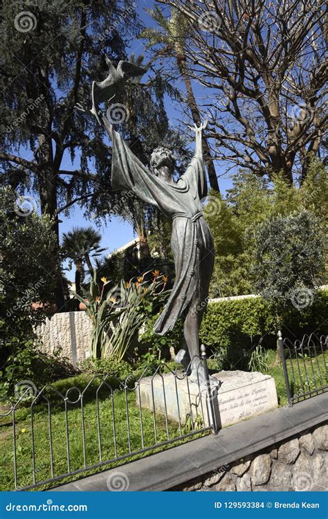 Statue Of St Francis And The Birds In Sorrento Italy Editorial Stock