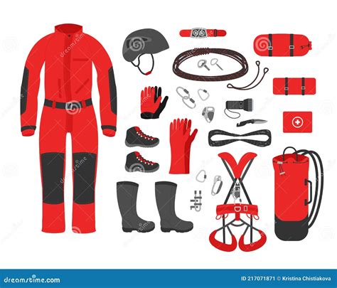 Caving Equipment Kit Clothes Speleological Accessory Vector