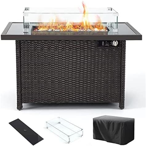 Amazon Meilocar 45in Fire Table Propane Fire Pit With Glass Wind