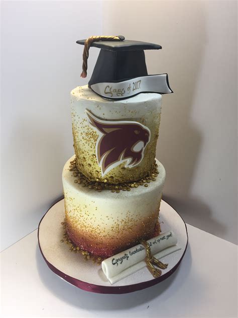 Texas State Graduation Tier Cake Gold Glitter Cake Graduation Party