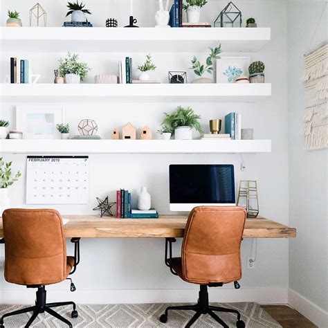 These Giant Floating Shelves Above A Floating Desk Is Office Goals