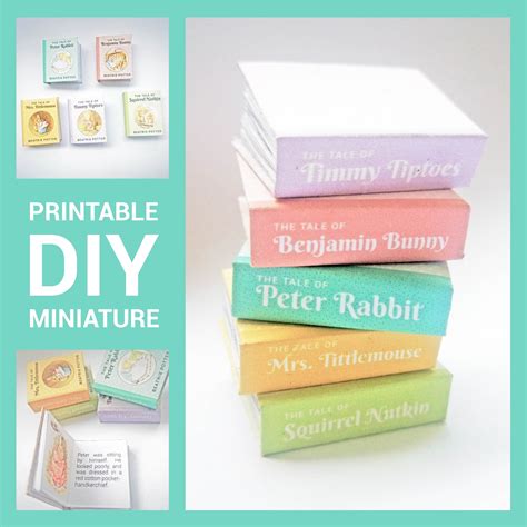 Miniature Books Readable Printable Diy Kit Set Of 5 Beatrix Etsy Australia