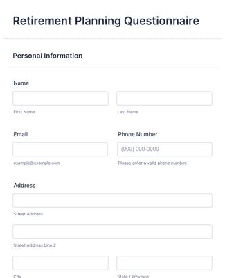 Retirement Planning Questionnaire Form Template Jotform