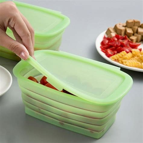 Collapsible Silicone Lunch Bento Box Portable Food Storage Container Outdoor Picnic Box Space