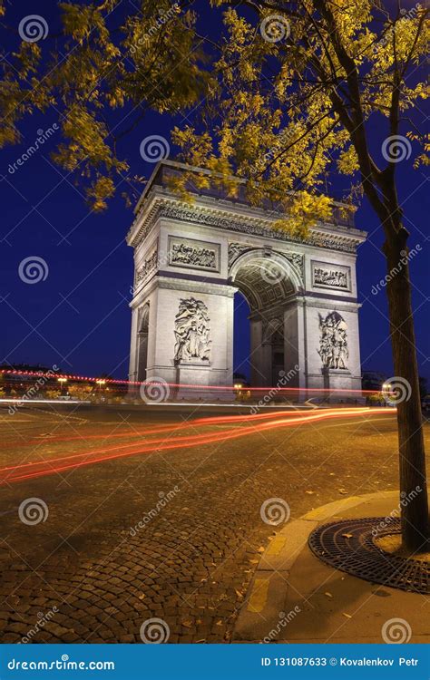 The Triumphal Arch In Evening Paris France Stock Image Image Of