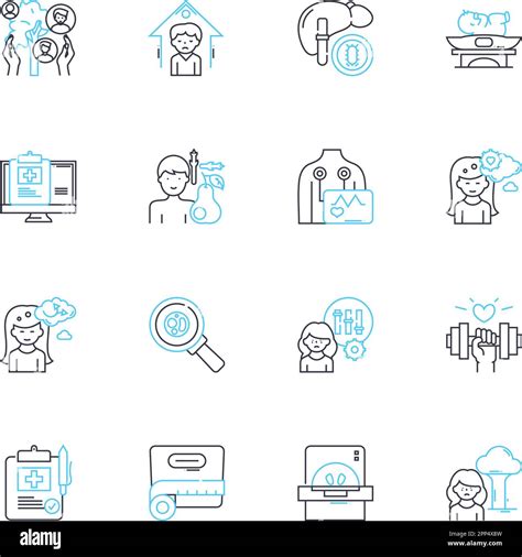 Healthcare Administration Linear Icons Set Management Leadership