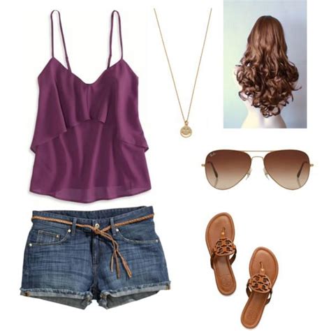 Maroon Top And Blue Shorts Polyvore Summer Outfit Ideas