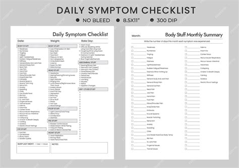 Tägliche Monatliche Symptom Tracker Checkliste Zum Ausdrucken Symptome