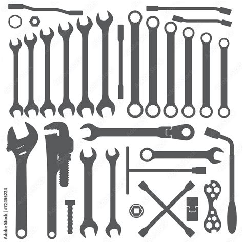 vector various wrench silhouette dark grey silhouette set Stock Vector ...