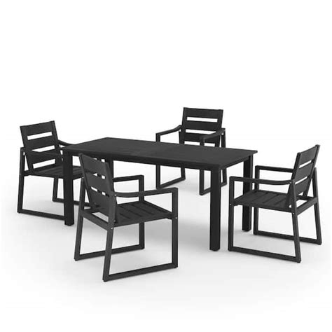 Lue Bona 5 Piece Black Recycled Plastic Hdps Outdoor Dining Set All