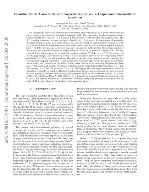 PDF Quantum Monte Carlo Study Of A Magnetic Field Driven 2D