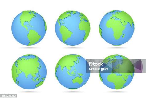 Vetores De Coleção Do Ícone Dos Globos Mapa Tridimensional Do Mundo