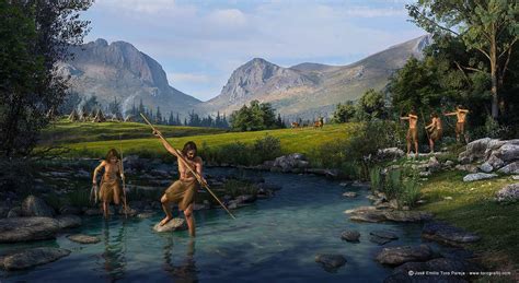 Upper Paleolithic Fishing And Hunting By Jos Emilio Toro Pareja