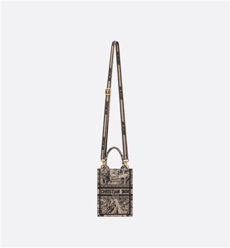 Dior Book Tote Mini Phone Bag Beige and Black Plan de Paris Embroidery ...