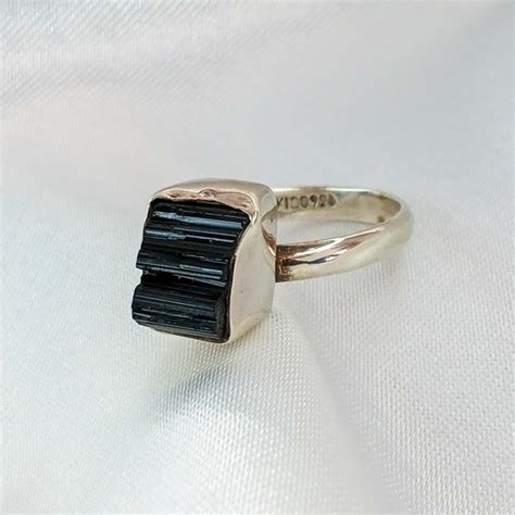 Anillo De Turmalina Negra En Plata Protecci N Dijes De Cuarzo Cuarzos