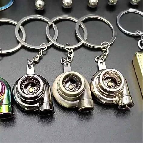 Auto Turbo Keychain Alloy Wheel Key Rings 6 Speed Shifter Gear Key