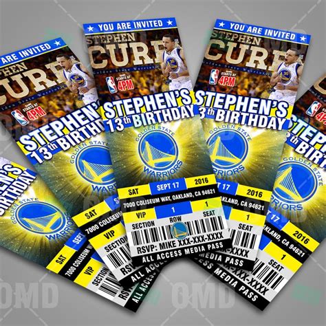 Golden State Warriors Basketball Ticket Style Invite | Basketball birthday parties, Golden state ...