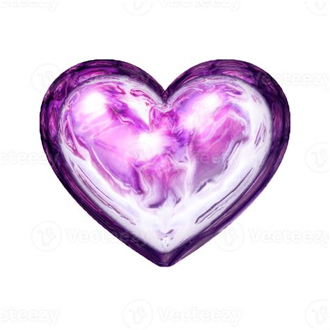 Y2K Heart Purple Sticker Element With Chrome Effect 28142427 PNG