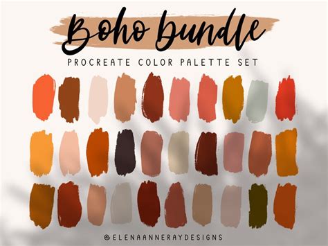 7 Procreate Color Palettes Boho Procreate Color Palette Etsy