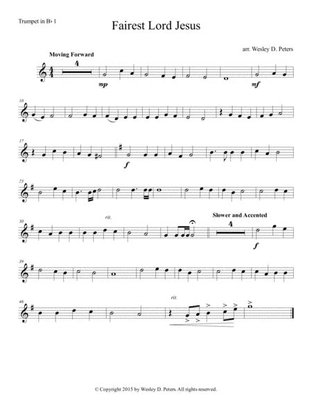 Fairest Lord Jesus Brass Sextet Arr Wesley D Peters Sheet Music