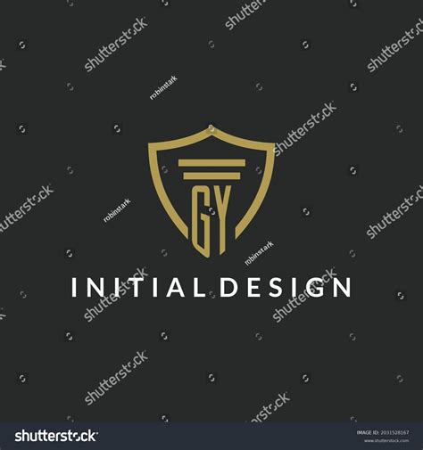 GY Initial Monogram Logo With Pillar And Shield Royalty Free Stock