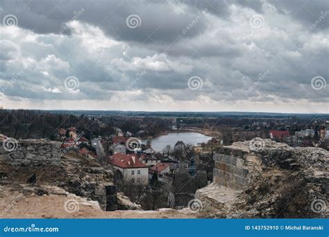 Landscape With Small Town And Lake Stock Photo Image Of View Village