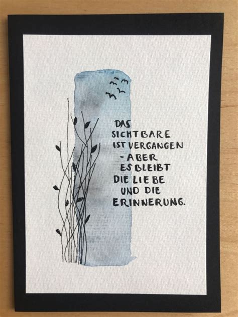 Trauerkarte Aquarell Lettering Handgemachte Beileidskarten Schrift