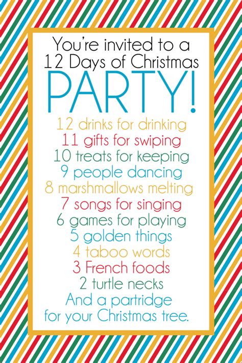 12 Days Of Christmas Party Ideas And T Exchange Game Play Party Plan