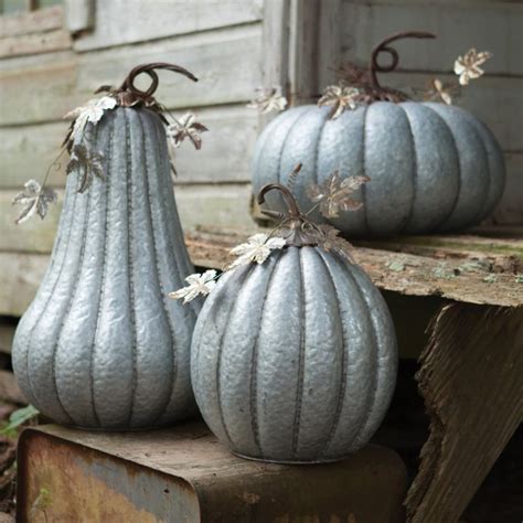 Rustic Large Pumpkin Statue Galvanized Pumpkin Outdoor Holiday Decor