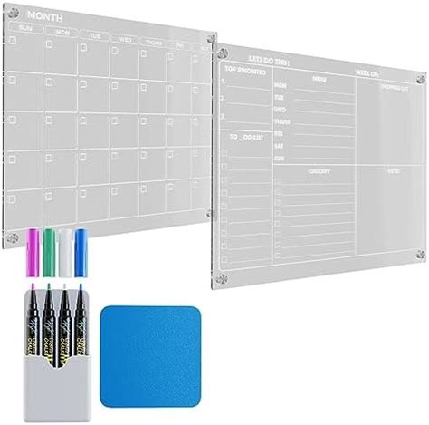 Amazon 2 Sets Of Acrylic Calendar For Fridge Planning Boards