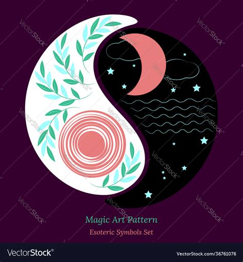 Yin Yang Symbol Set Day And Night Sun Moon Vector Image