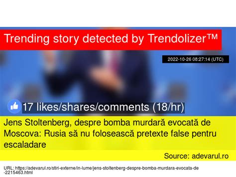 Trending NATO News on Twitter Jens Stoltenberg despre bomba murdară