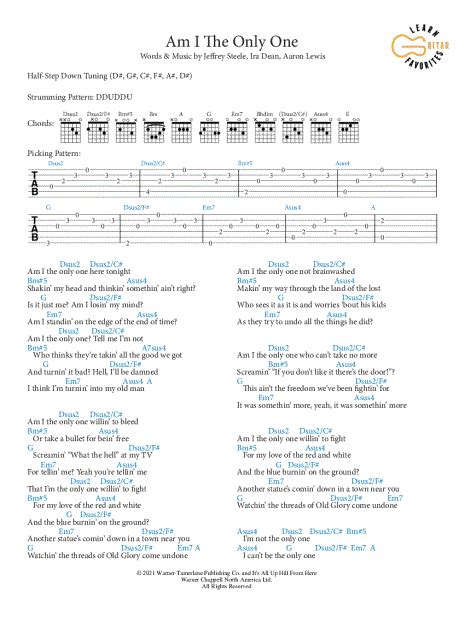 Learn Guitar Favorites Am I The Only One Guitar Tab In D Major