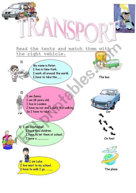 Transport Esl Worksheet By S4nchez007