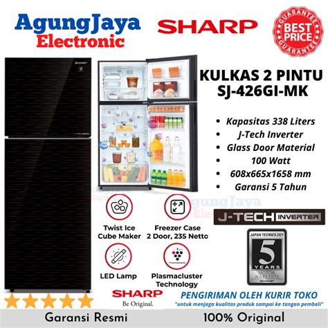 Jual KULKAS SHARP SJ 426GI MK J TECH INVERTER PLASMACLUSTER LEMARI ES 2