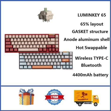 LUMINKEY 65 65 Wireless Mechanical Keyboard GASKET Structure Anode Aluminum Shell Hot Plug Low