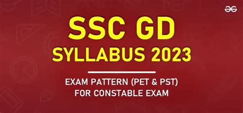 Ssc Gd Constable Syllabus And Exam Pattern Latest Geeksforgeeks