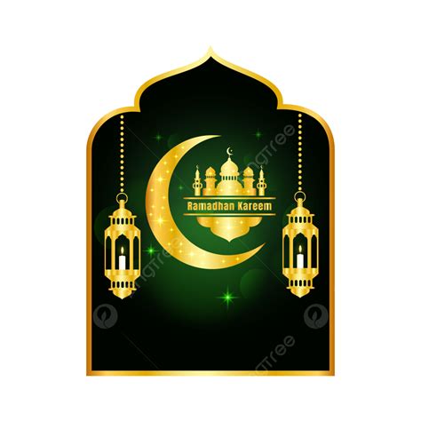 Ramadan Kareem Lantern Vector Png Images Golden Moon With Mosque And