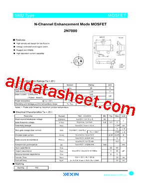 2N7000 Datasheet(PDF) - Guangdong Kexin Industrial Co.,Ltd