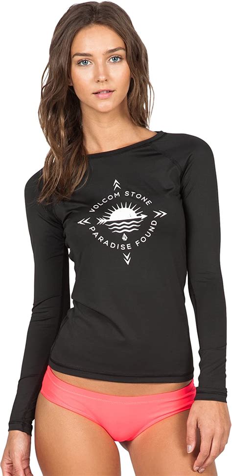 Volcom Women S Simply Solid Long Sleeve Rashguard Black Large Mx Ropa Zapatos Y