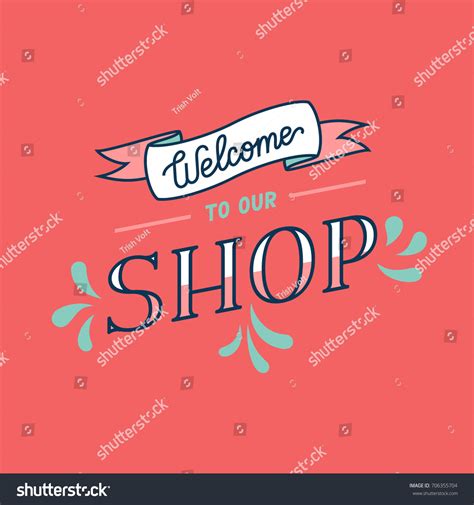 Welcome Our Shop Sign Welcoming Poster Vector De Stock Libre De