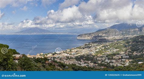 Panoramic View Of Sorrento And Vesuvius Stock Image Image Of Seascape