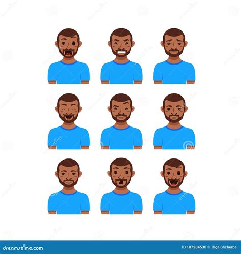 American African Men Facial Expression Stock Vector Illustration Of