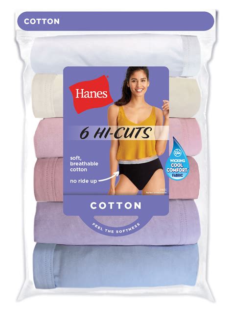 Hanes Cool Comfort® Women S Cotton Hi Cut Panties 6 Pack Assorted 10